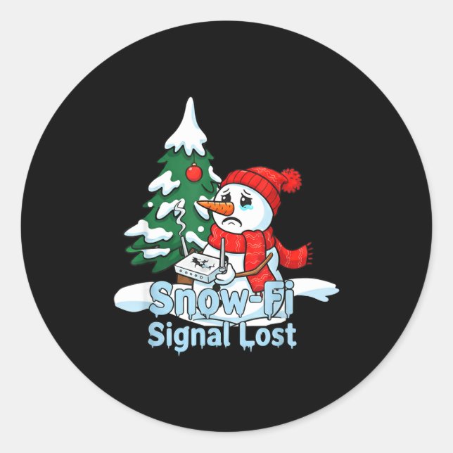 Adesivo Redondo Snow-fi Signal Lost Funny Snowman Christmas Art  (Frente)