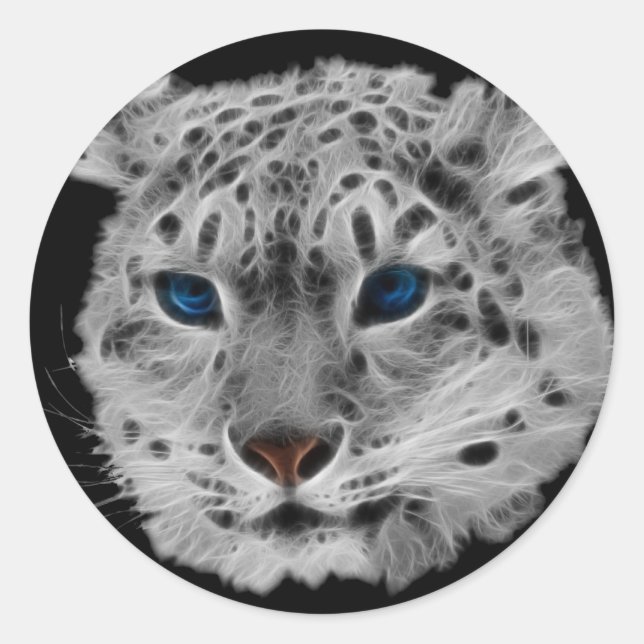 Adesivo Redondo Snow Lepard Fractal (Frente)