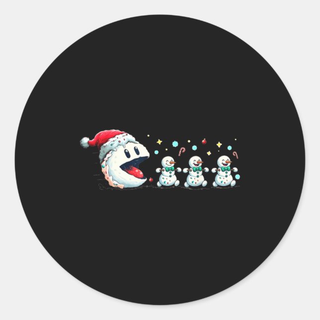 Adesivo Redondo Snow Man Xmas Tee Snowman Gamer  (Frente)