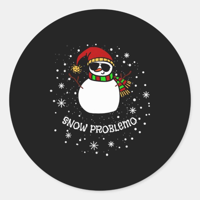 Adesivo Redondo Snow Problemo Funny Christmas Snowman  (Frente)
