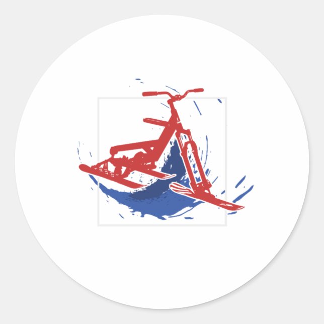 Adesivo Redondo Snowbike Splatter Paint Snow Bike Sports Gift (Frente)