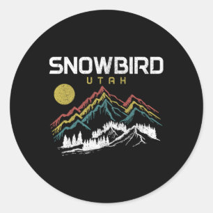 Adesivo Redondo Snowbird Utah Esqui Esportes De Inverno Esqui Esqu