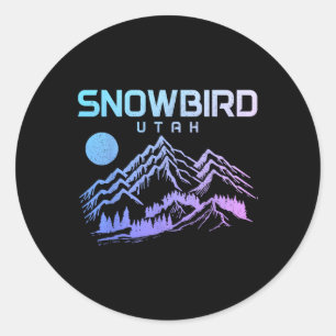 Adesivo Redondo Snowbird Utah Ski Winter Sports Skiier