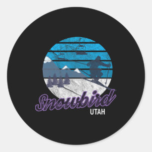 Adesivo Redondo Snowbird Utah Usa Ski Resort Snowboard