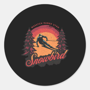 Adesivo Redondo Snowbird Utah Wasatach Range Neve Esqui