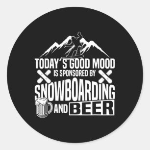 Adesivo Redondo Snowboard Beer Beer hoje é o bom humor