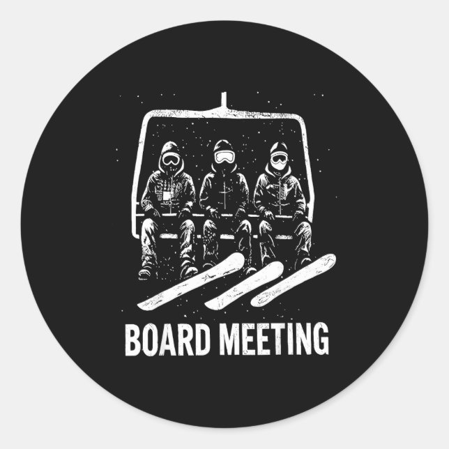 Adesivo Redondo Snowboard Board Meeting Ski Lift Skier Winter Srts (Frente)