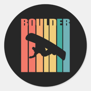 Adesivo Redondo Snowboard Boulder Colorado 70s Silhouette Gift