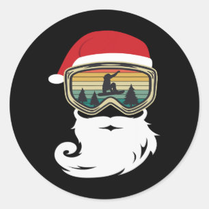 Adesivo Redondo Snowboard Christmas As Santa Claus Snowboarder