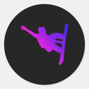 Adesivo Redondo Snowboard Damas Snowboarder Raparigas Snowboard Sn