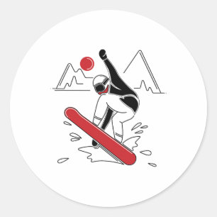Adesivo Redondo Snowboard Engraçado - Presente dos amantes da neve