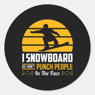 Adesivo Redondo Snowboard Gift Engraçado Esportes Extremos Sarcást