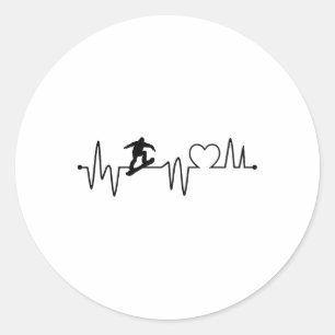 Adesivo Redondo Snowboard Heartbeat Snowboarder Frequency Pulse Sp