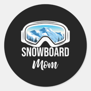Adesivo Redondo Snowboard Mãe Winter Snowboard Esporte Ski Gift