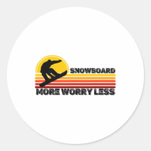 Adesivo Redondo Snowboard Mais Preocupada Menos Retro Vintage Snow