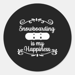Adesivo Redondo Snowboard Me Faz Feliz Presente De Snowboard