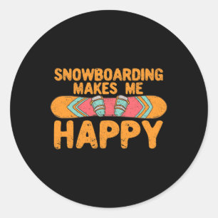 Adesivo Redondo Snowboard Me Torna Feliz Jogador De Neve Esporte D