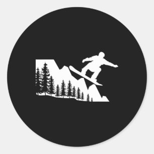 Adesivo Redondo Snowboard Mountain Winter Sports Adventure Neve