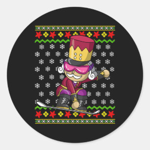 Adesivo Redondo Snowboard Nutcracker Snowboard Ugly Christmas S
