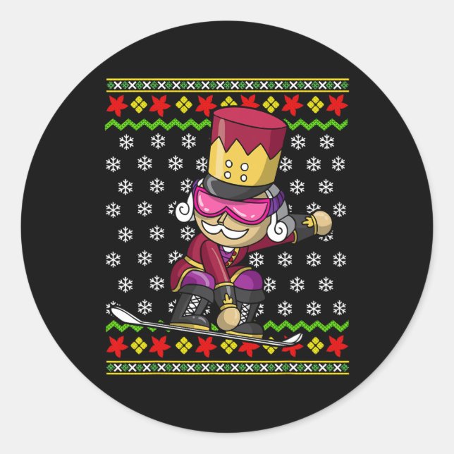 Adesivo Redondo Snowboard Nutcracker Snowboard Ugly Christmas S (Frente)