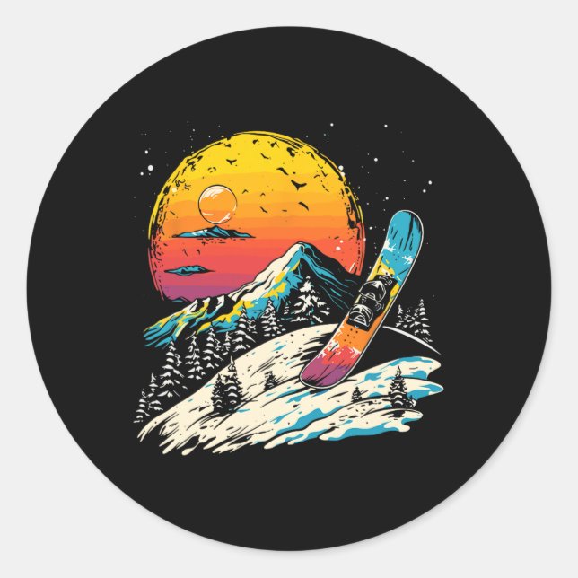 Adesivo Redondo Snowboard Portrait Winter Sports (Frente)