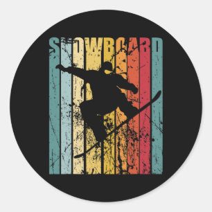 Adesivo Redondo Snowboard Retro Snowboard Ski Vacinação de Esqui S