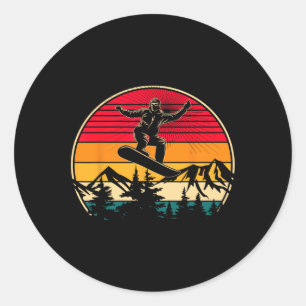 Adesivo Redondo Snowboard Retro Sunset Style Snowboard Winter S