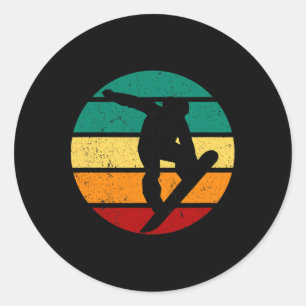 Adesivo Redondo Snowboard Retro Sunset Winter Sports Alpier