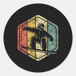 Adesivo Redondo Snowboard Retro Vintage Design Para Snowboarder
