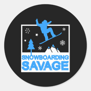 Adesivo Redondo Snowboard Savage Crianças Legal Neve Livre para Jo