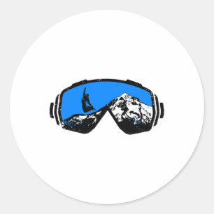 Adesivo Redondo Snowboard Ski Goggles Montanha Desenho em Descanso