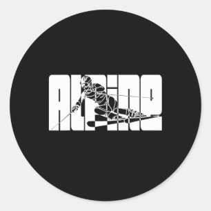Adesivo Redondo Snowboard Ski Winter Sports Descida no Esqui alpin