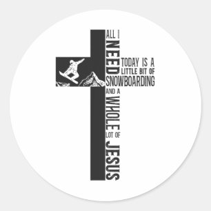 Adesivo Redondo Snowboard Snowboard Jesus Faith Cross