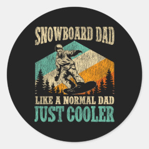 Adesivo Redondo Snowboard Snowboard Pai Padre Vintage Retro Sn