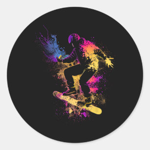 Adesivo Redondo Snowboard Snowboard Silhouette Gift
