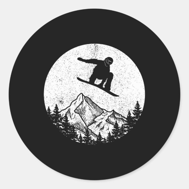 Adesivo Redondo Snowboard Snowboard Silhouette Snowboard Gif (Frente)