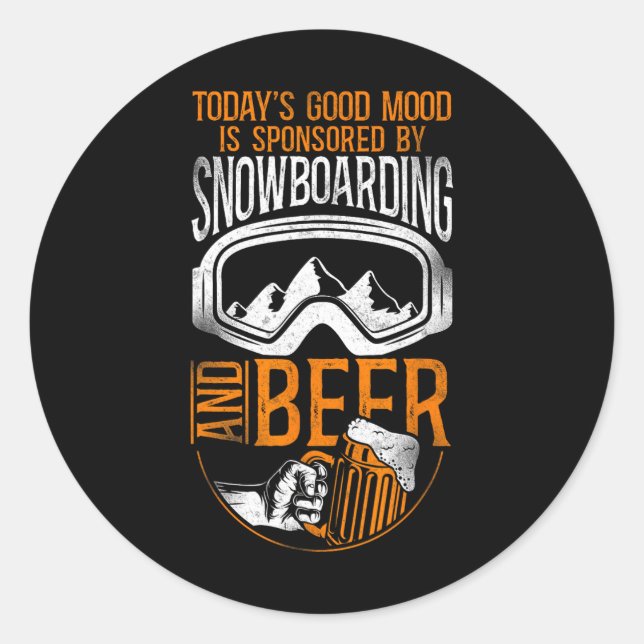Adesivo Redondo Snowboard Snowboard Vintage Beer (Frente)