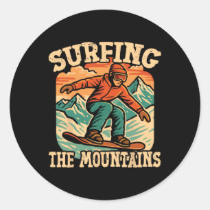 Adesivo Redondo Snowboard Snowboard Vintage Retro Surfing M