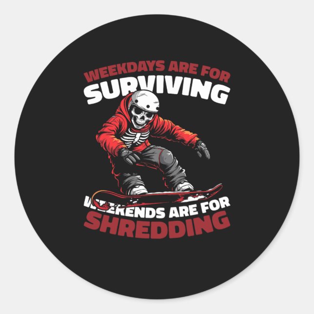 Adesivo Redondo Snowboard - Snowboard Winter Sports Snowboard (Frente)