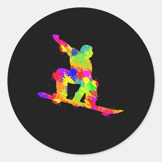 Adesivo Redondo Snowboard Snowboarder Snowboard Garotos Homens 1 (Frente)