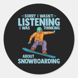 Adesivo Redondo Snowboard Sports Encantado Engraçado Dirigindo Sno