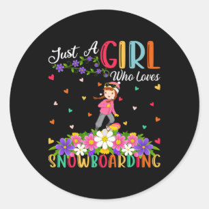 Adesivo Redondo Snowboard Sports Lover Apenas Uma Menina Que Ama S