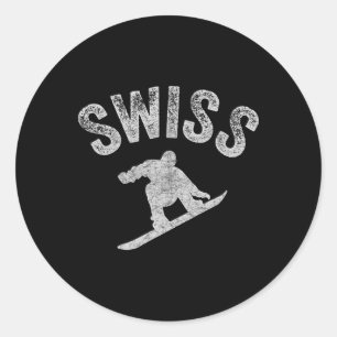 Adesivo Redondo Snowboard Suiça Suiça Snowboarder Legal Snowb