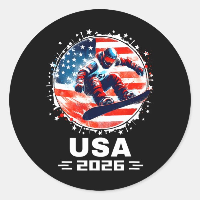 Adesivo Redondo Snowboard Usa Go Usa Team Usa Flag 2026 Snowboardi (Frente)