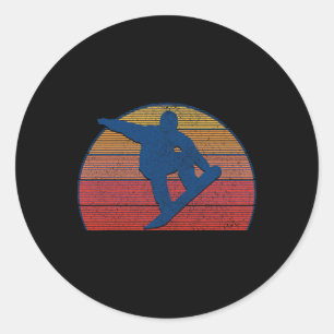 Adesivo Redondo Snowboard Vintage Retro Freestyle Snowboard