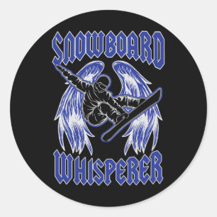 Adesivo Redondo Snowboard Whisperer Rock And Roll Style Angel Wing