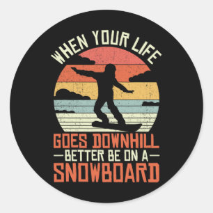 Adesivo Redondo Snowboard Winter Sports Ski Slope Gear Snowboar