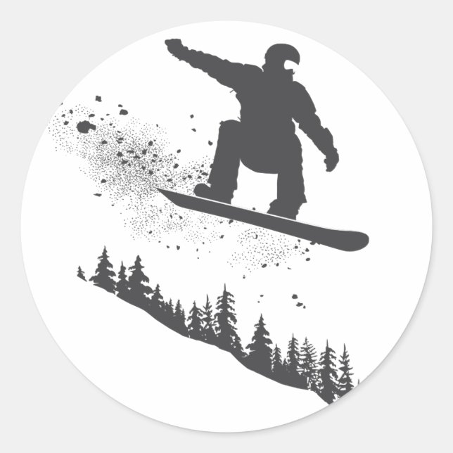 Adesivo Redondo Snowboarder (Frente)