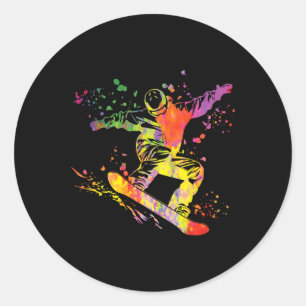 Adesivo Redondo Snowboarder Colorful Snowboard 12