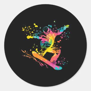 Adesivo Redondo Snowboarder Colorful Snowboard 43
